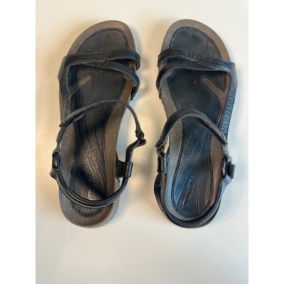 Teva Carrillo Sandals Women's 8.5 Blk Lather Strappy‎ Adjustable Casual Comfort - Picture 1 of 9